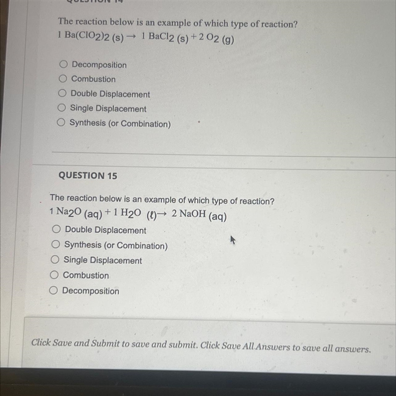 QUESTION 14The reaction below is an example of which type of reaction?1 Ba(CIO2)2 (s-example-1