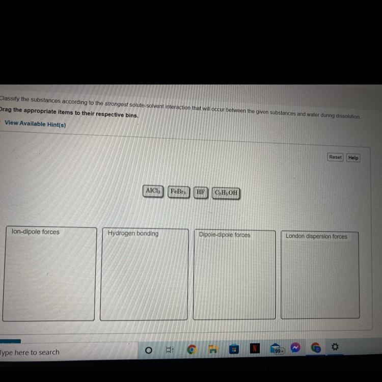 Classify the substances according to the strongest solute-solvent interaction that-example-1