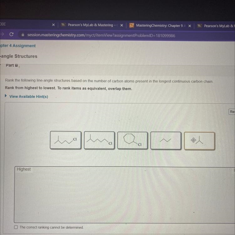 Rank the line-angle structures from high to low based on the number of carbon atoms-example-1