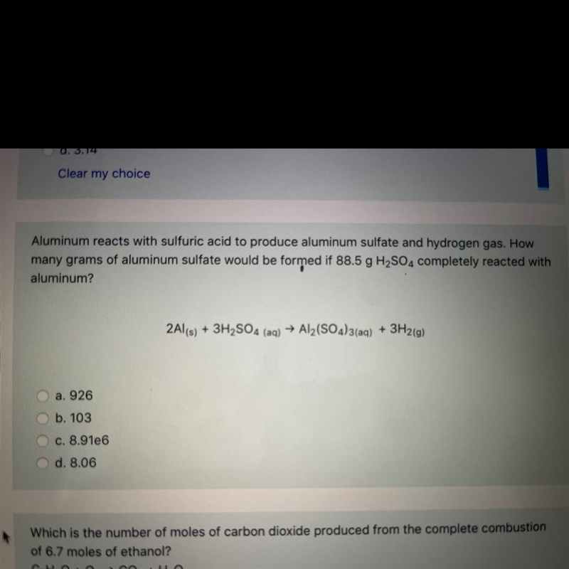 Aluminum reacts with sulfuric acid to produce aluminum sulfate in hydrogen gas. How-example-1