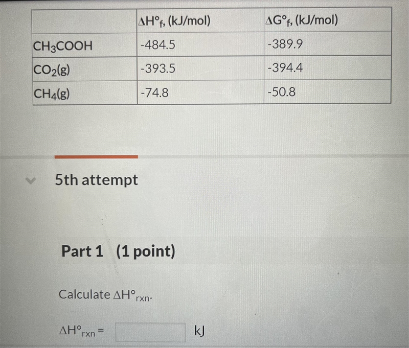 Methanogenic bacteria convert acetic acid (CH3COOH) to CO2(g) and CH4(g)-example-1