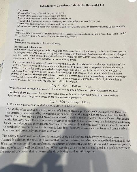 I need help with my homework What is the procedure of Chemistry lab? Acids, bases-example-1