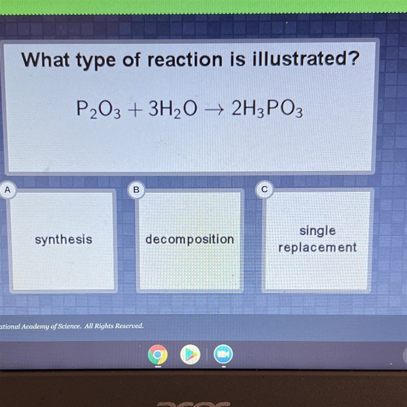 What type of reaction is illustrated?P2O3 + 3H2O + 2H3PO3-example-1