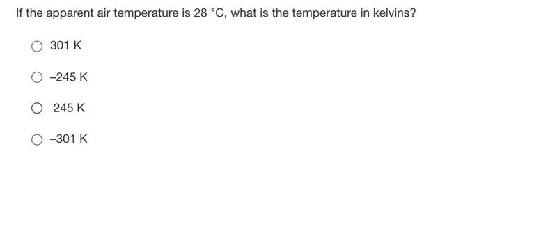 If the apparent air temperature is 28 °C, what is the temperature in kelvins?-example-1