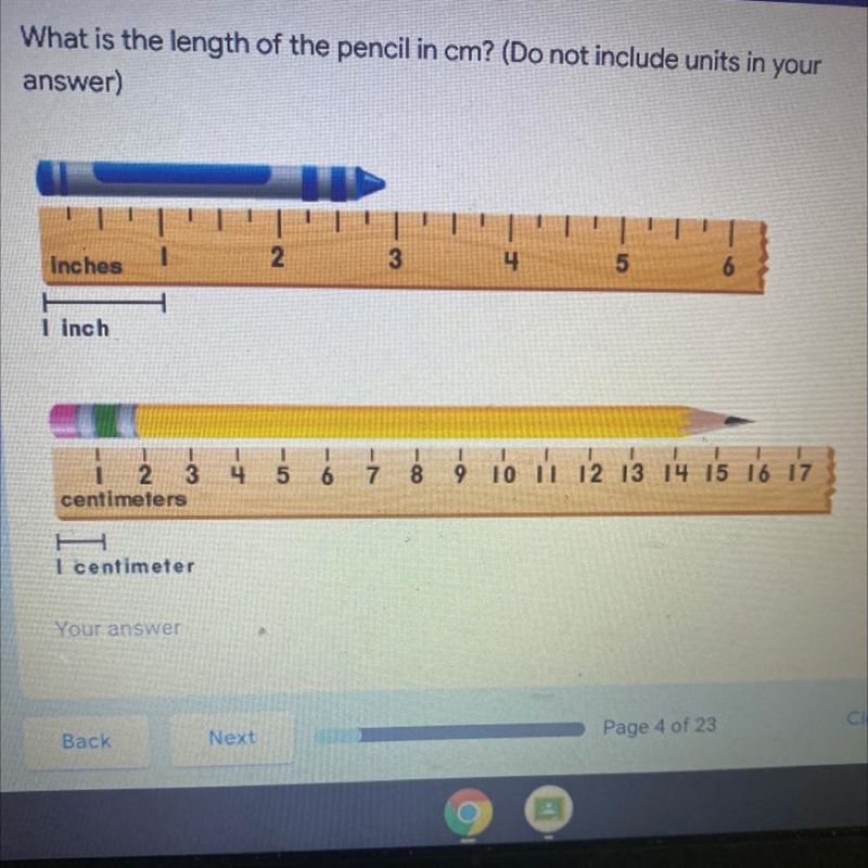 What is the length of the pencil in cm?-example-1