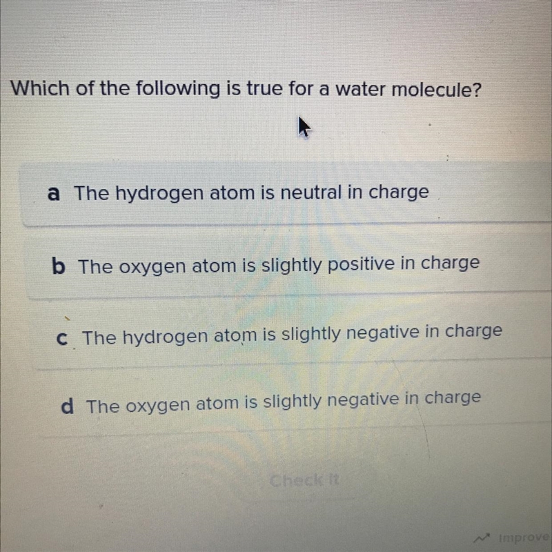 Which of the first long is true for water molecule-example-1