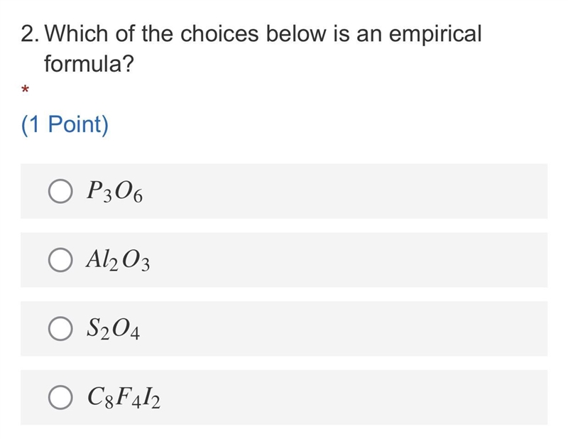 Which of the choices below is an empirical formula-example-1