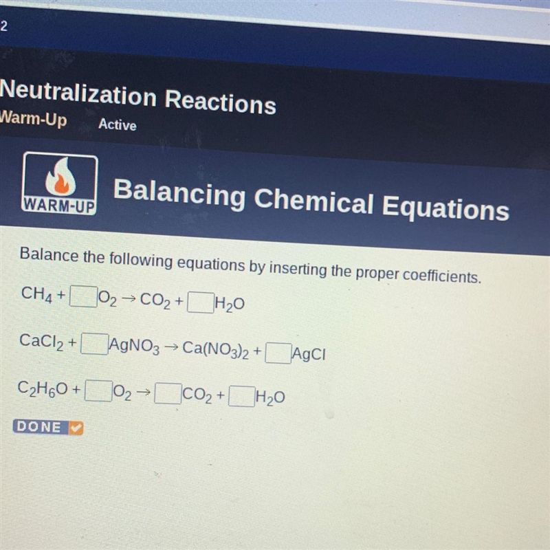 HERE Balance the following equations by inserting the proper coefficients. CH4 + 102 → CO-example-1