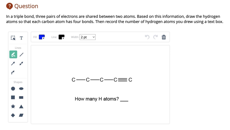 In a triple bond, three pairs of electrons are shared between two atoms. Based on-example-1