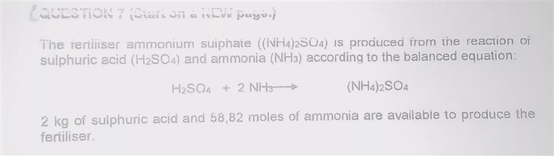 Calculate the maximum mass of ammonium sulphate that can be produced by the reaction-example-1