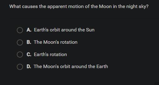 What causes the apparent motion of the moon in the night sky.-example-1