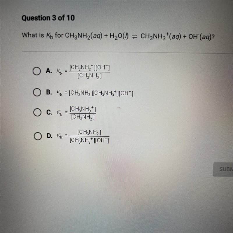 What is mb for CH3NH2….-example-1