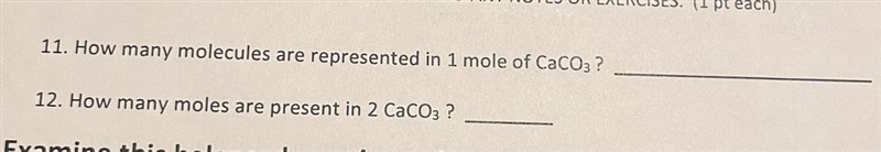 How many molecules are represented in 1 mole of CaCO3?-example-1