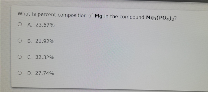 Find the percent composition of MG(Info in figure)Please select either A,B,C, ir D-example-1