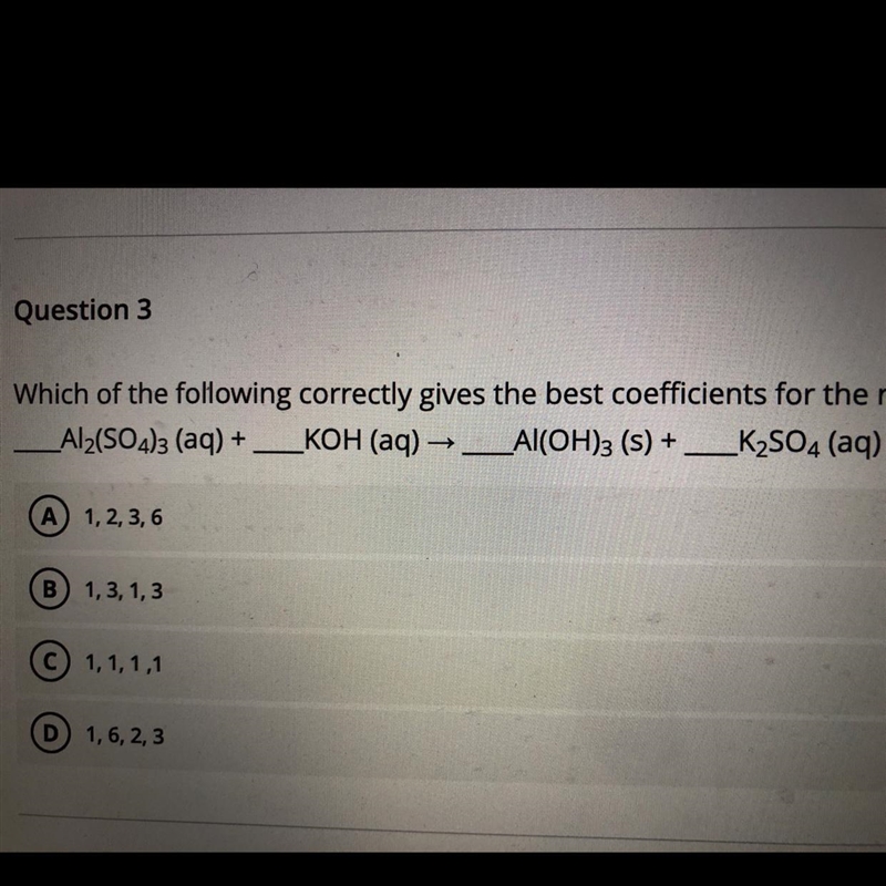 Which of the following correctly gives the best coefficients for the reaction below-example-1