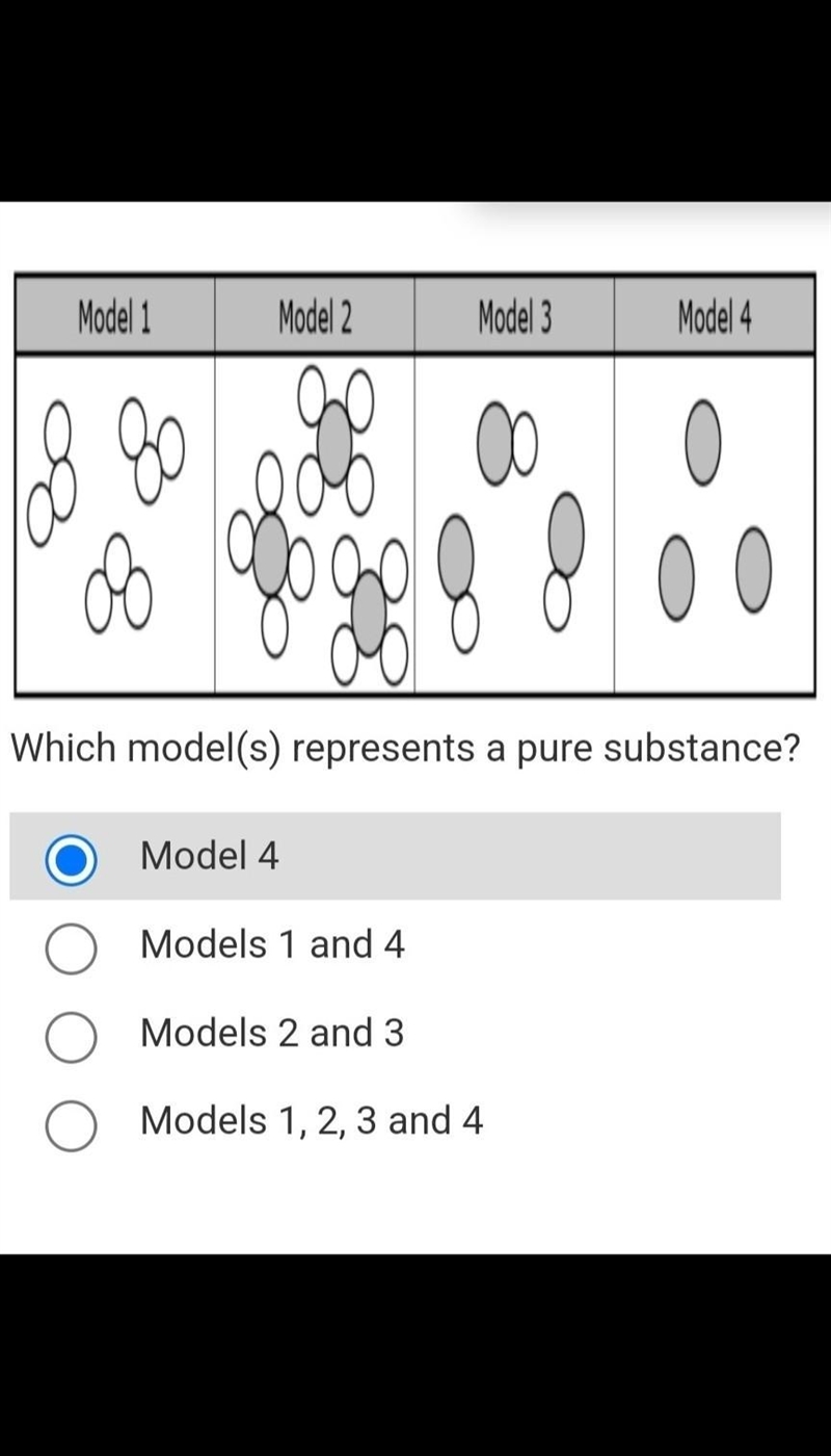 Which model(s) represents a pure substance?​-example-1