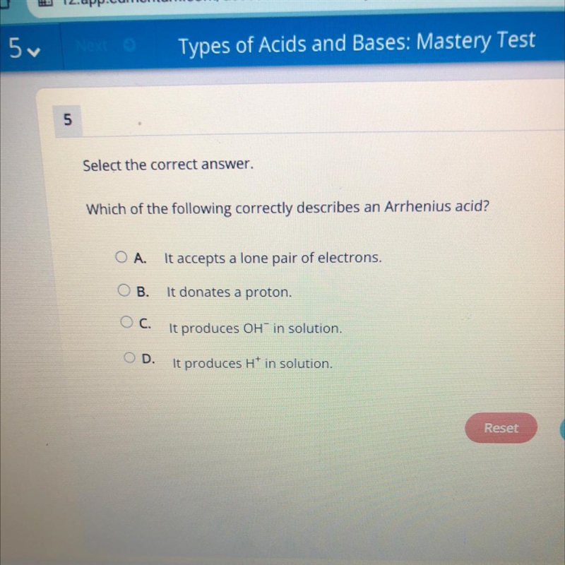 Which of the following correctly describes an Arrhenius acid?-example-1