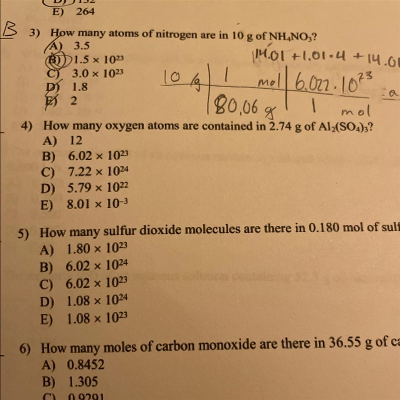 Help! How do I find how many atoms of an element are in a sample? Question 4 in picture-example-1