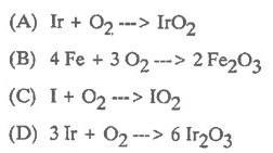 Solid iron combines with oxygen gas to form solid iron(III) oxide. Which of the following-example-1