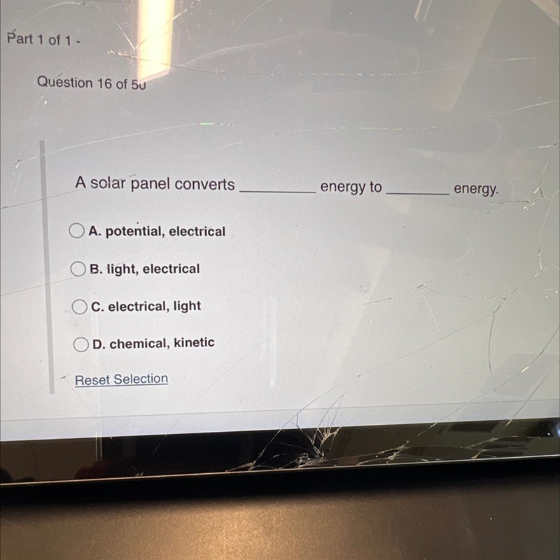 A solar panel converts_ energy to _ energy-example-1