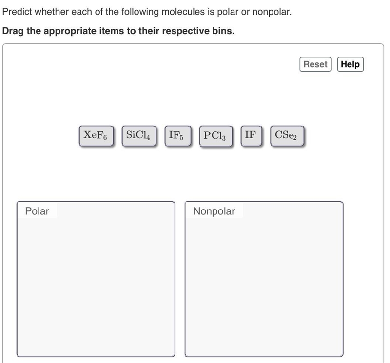 Predict whether each of the following molecules is polar or nonpolar.-example-1