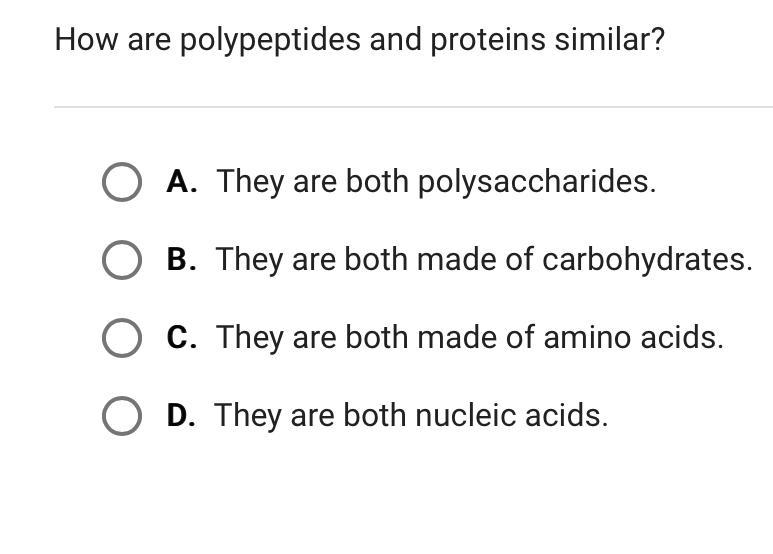 How are polypeptides and proteins similar?-example-1