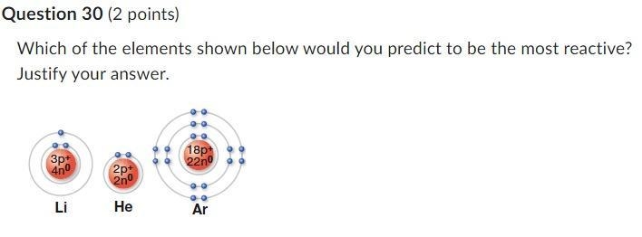 Which of the elements shown below would you predict to be the most reactive? Justify-example-1