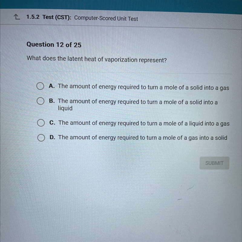 What does the latent heat of vaporization represent? A. The amount of energy required-example-1