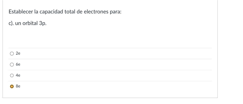 Set the total electron capacity to: c). a 3p orbital.-example-1