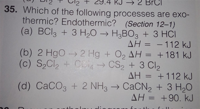 - 35. Which of the following processes are exo- thermic? Endothermic? ​-example-1