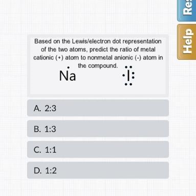 Based on the Lewis/electron dot representation of the two atoms, predict the ratio-example-1