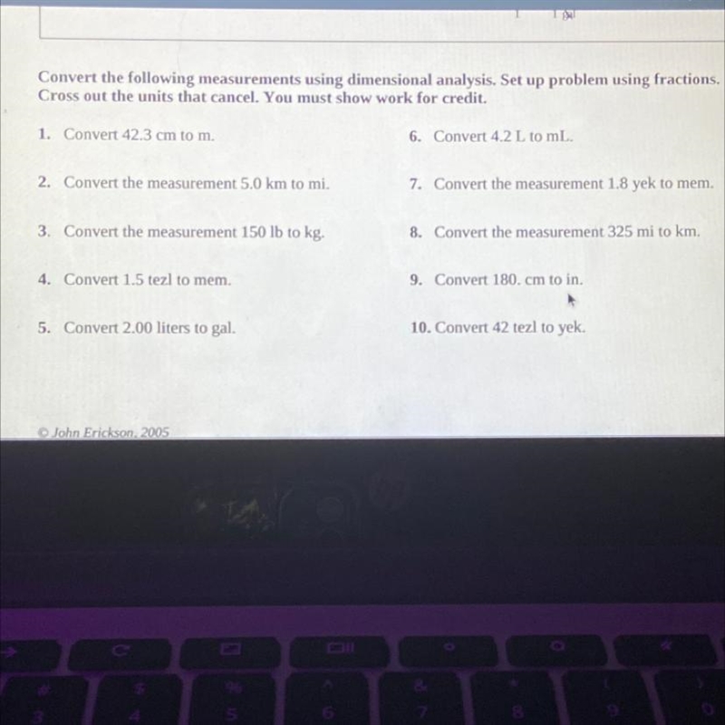 Convert the following measurements using dimensional analysis. Set up problem using-example-1