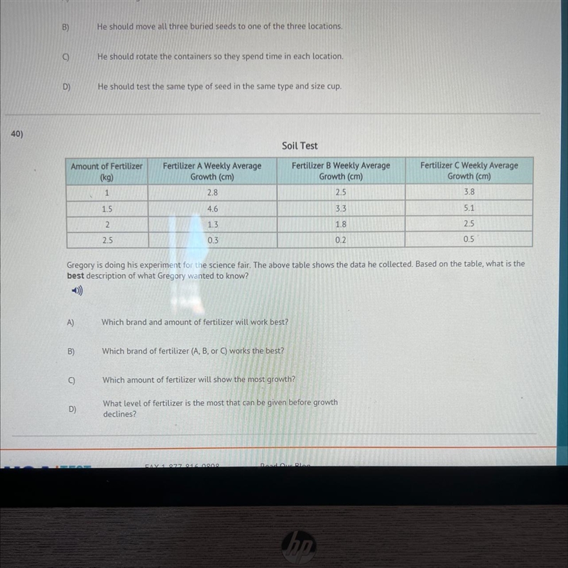 Gregory is doing his experiment for the science fair. The above table shows the data-example-1