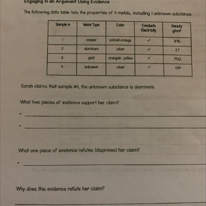 How would i find if the unknown substance in aluminum?-example-1