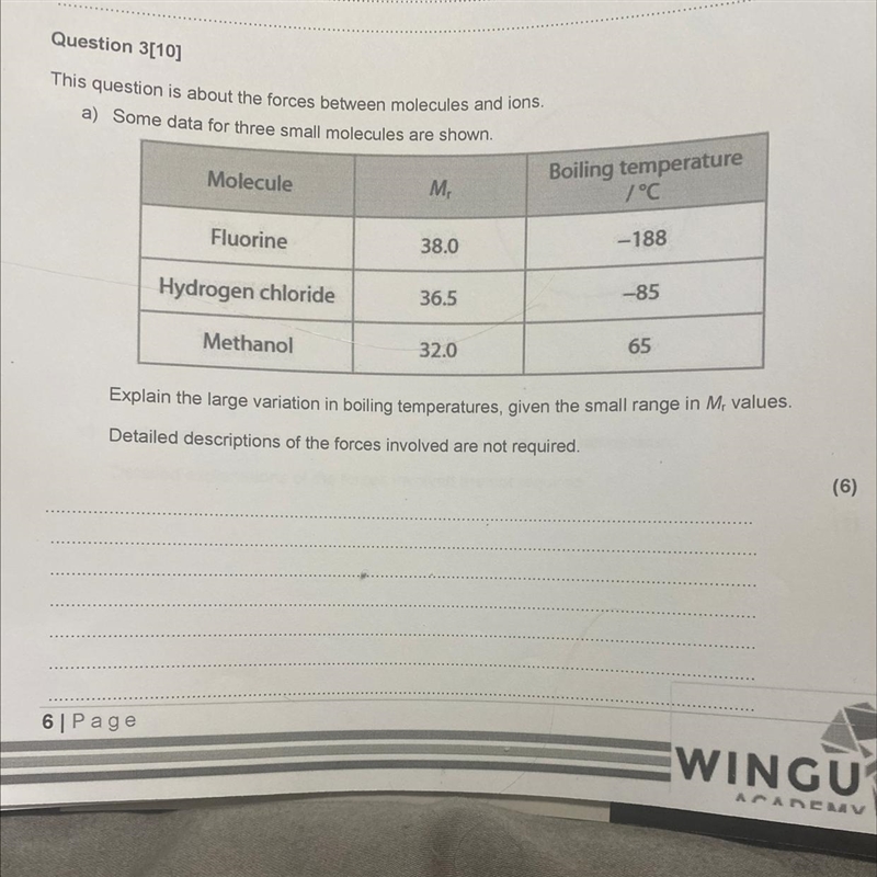 Explain the large variation in boiling temperatures, given the small range in Me values-example-1