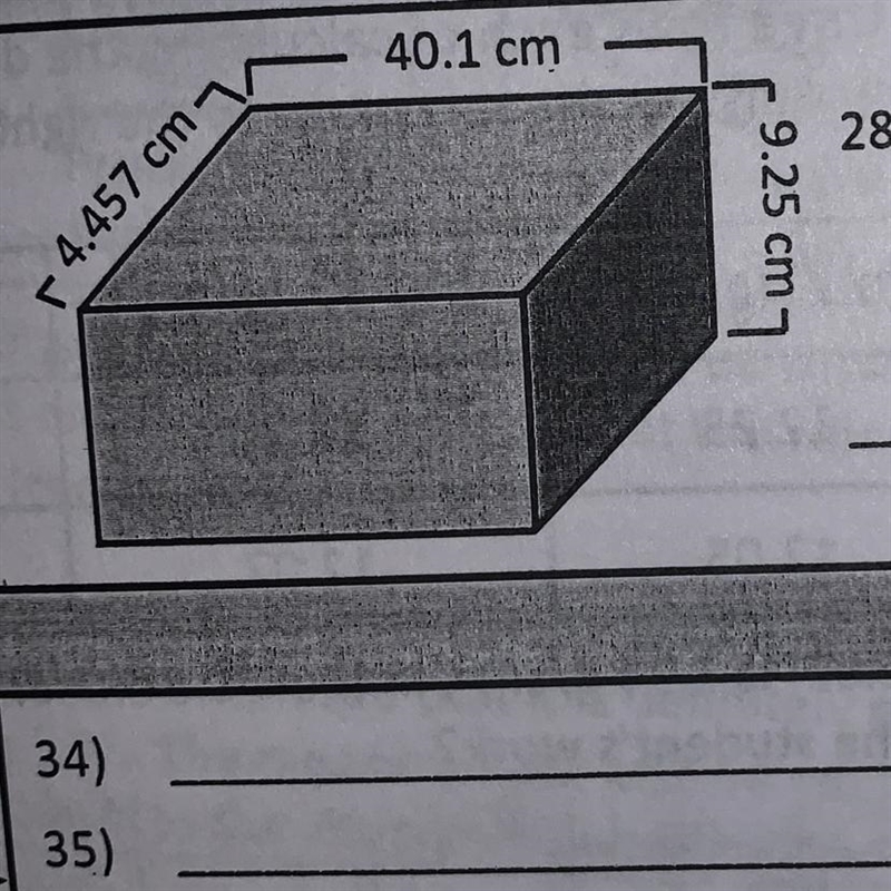 28) Correctly record the volume of this box.-example-1