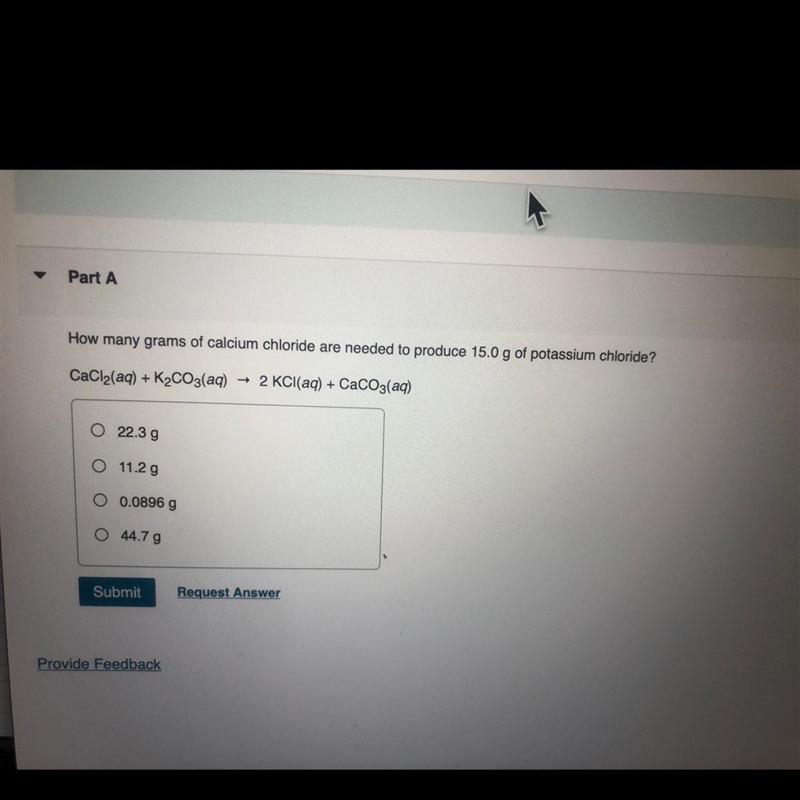 How many grams of calcium chloride are needed to produce 15.0 g of potassium chloride-example-1