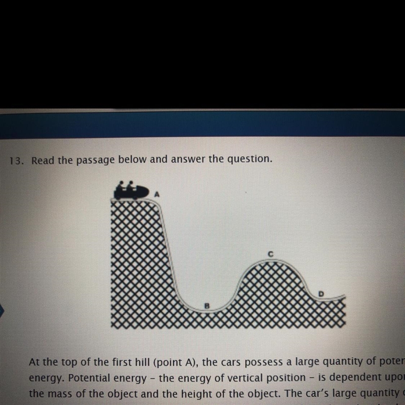 Explain all of the conversations of kinetic and potential energy from point A to D-example-1