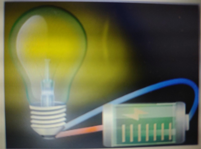 This circuit shows a battery and wires connected to a lightbulb. The chemical energy-example-1