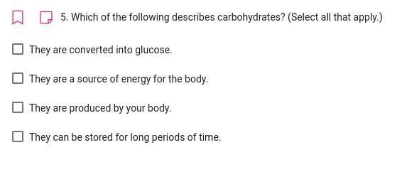 Which of the following describes carbohydrates?-example-1