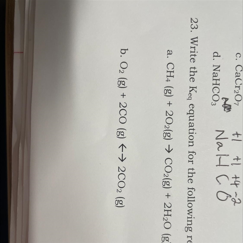 If you could help with writing the Keq with these equations please,-example-1