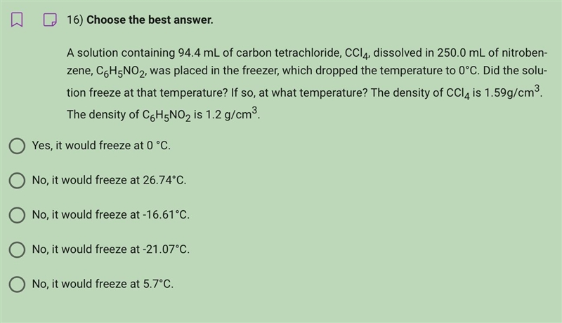 Given the volumes of a solvent and solute and their density, what temperature do they-example-1