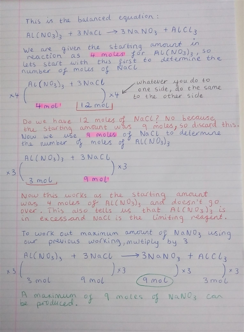 Determine the maximum amount of NaNO3 that was produced during the experiment. Explain-example-1