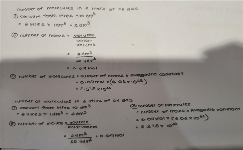 According to Avogadro's law, how will the number of molecules in 2 liters of hydrogen-example-1