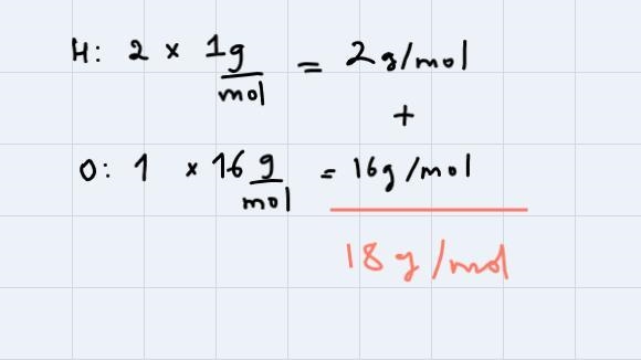 What is the molar mass of water (H2O) in grams per mole?-example-1