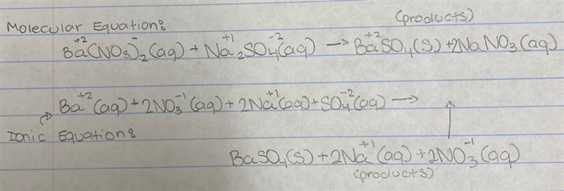 Write the ionic equation Ba(NO3)₂ (aq) + Na₂S04 (aq).-example-1