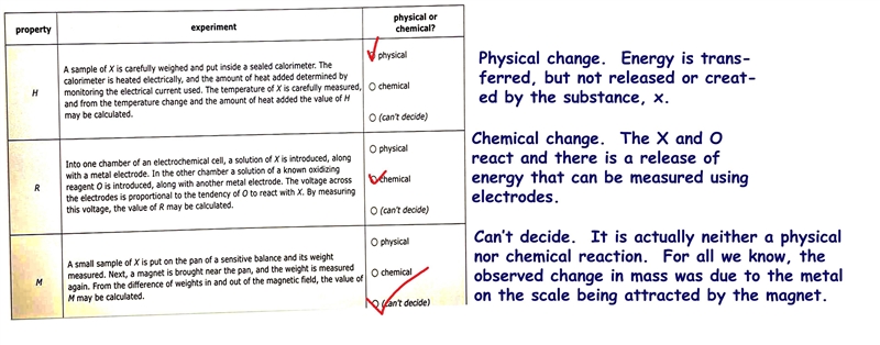 Decide whether the property measured was a chemical or physical property of X, if-example-1