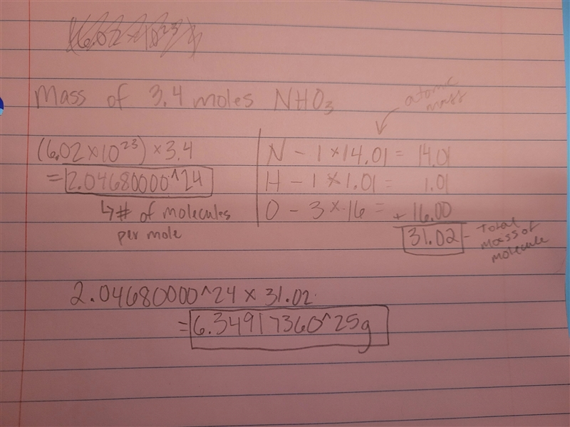 Calculate the mass of 3.4 moles of nitric acid (hno3). explain the process or show-example-1