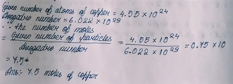 How many moles of copper are present in a sample that contains 4.55 x 10^24 atoms-example-1