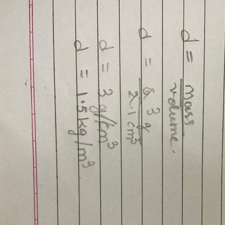 Susie has a box that has a mass of 6g and volume of 2 cm3 . What is the Density of-example-1